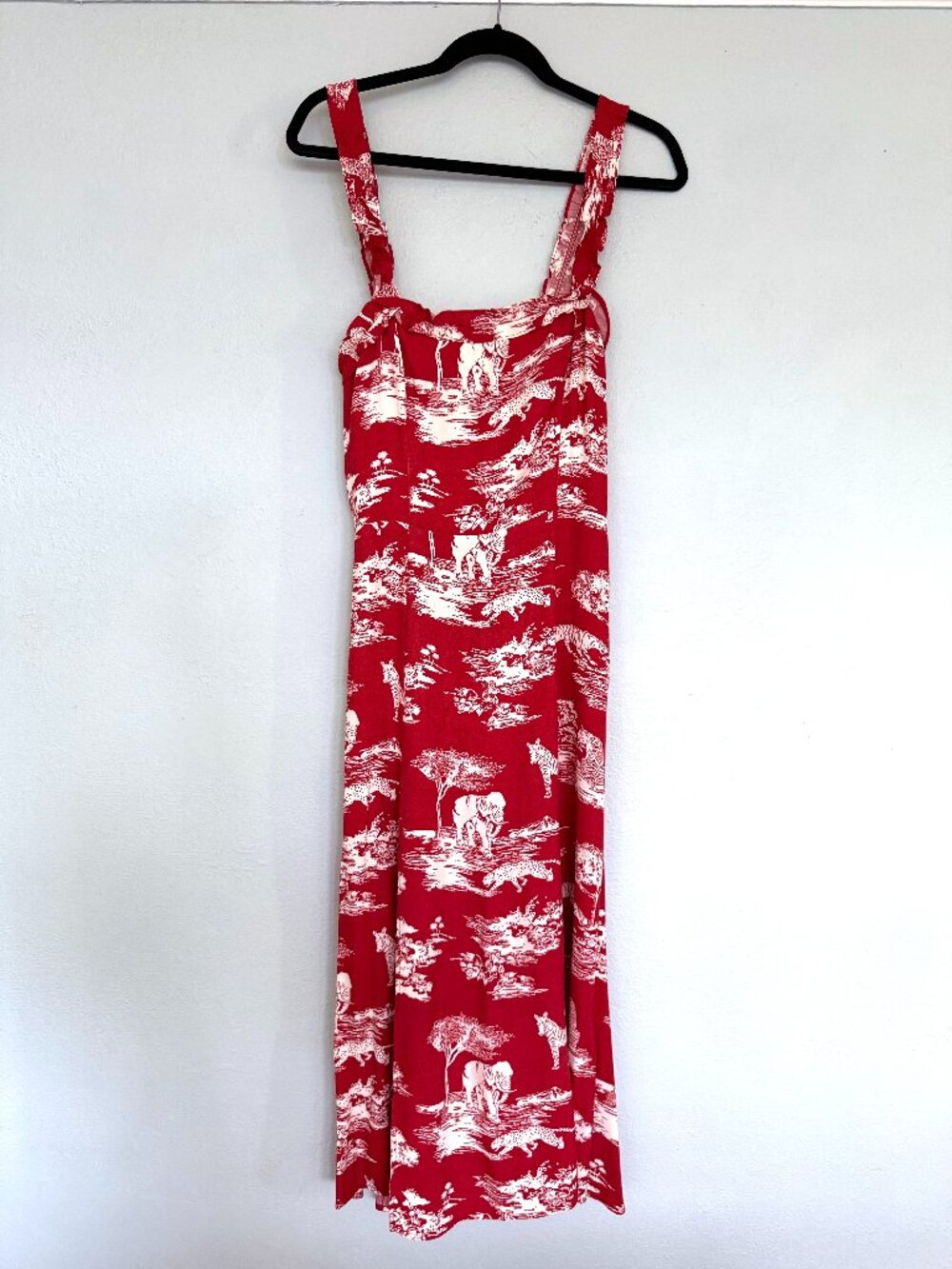 Reformation Red Naomi Safari Print Dress Midi Dress size 6